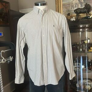 Men’s Ralph Lauren Sz XL Grey Striped Button Down Dress Shirt EUC